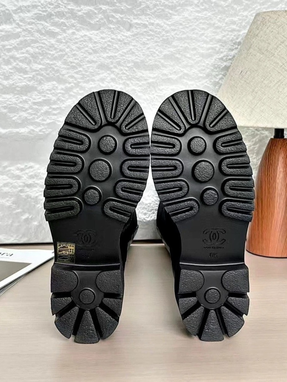 Chanel Calfskin Lug Sole High Boots Black - Picture 6 of 6
